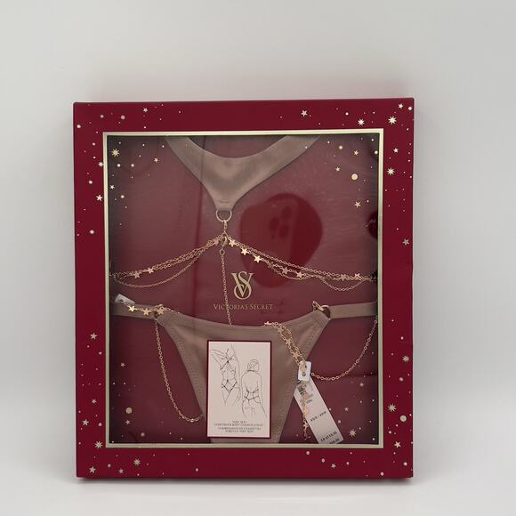 Victoria's Secret Very Sexy Starstruck Body Chain Playsuit Nude/Rose Gold XS/S - Picture 6 of 7